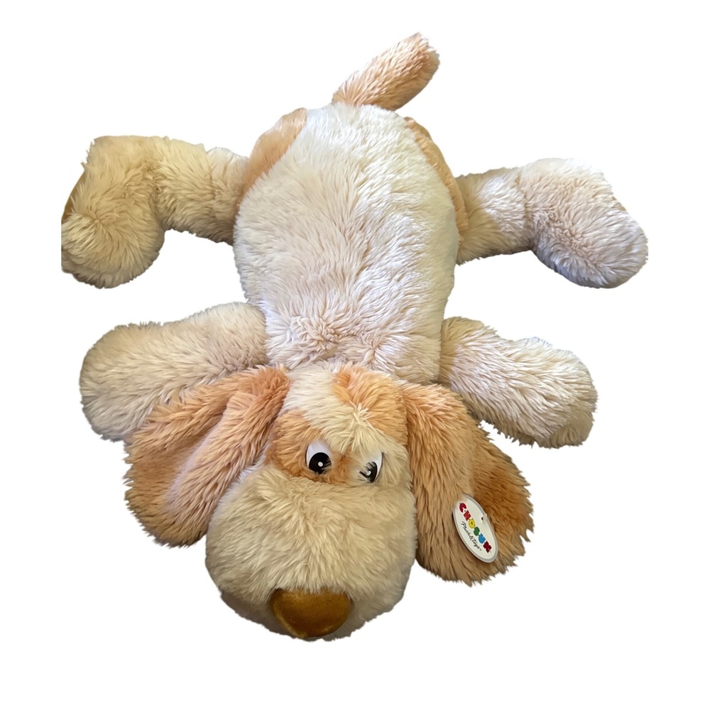 Vtg Chosun Floppy Dog Plush Stuffed Animal Cream Tan Shaggy 26" 90's NOS w/ Tags